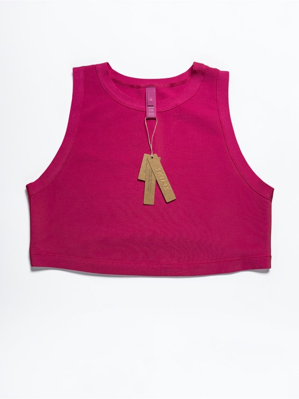 NWT SKIMS Knit Swim High Neck Crop Top Magenta Pink 2X - Picture 2 of 10